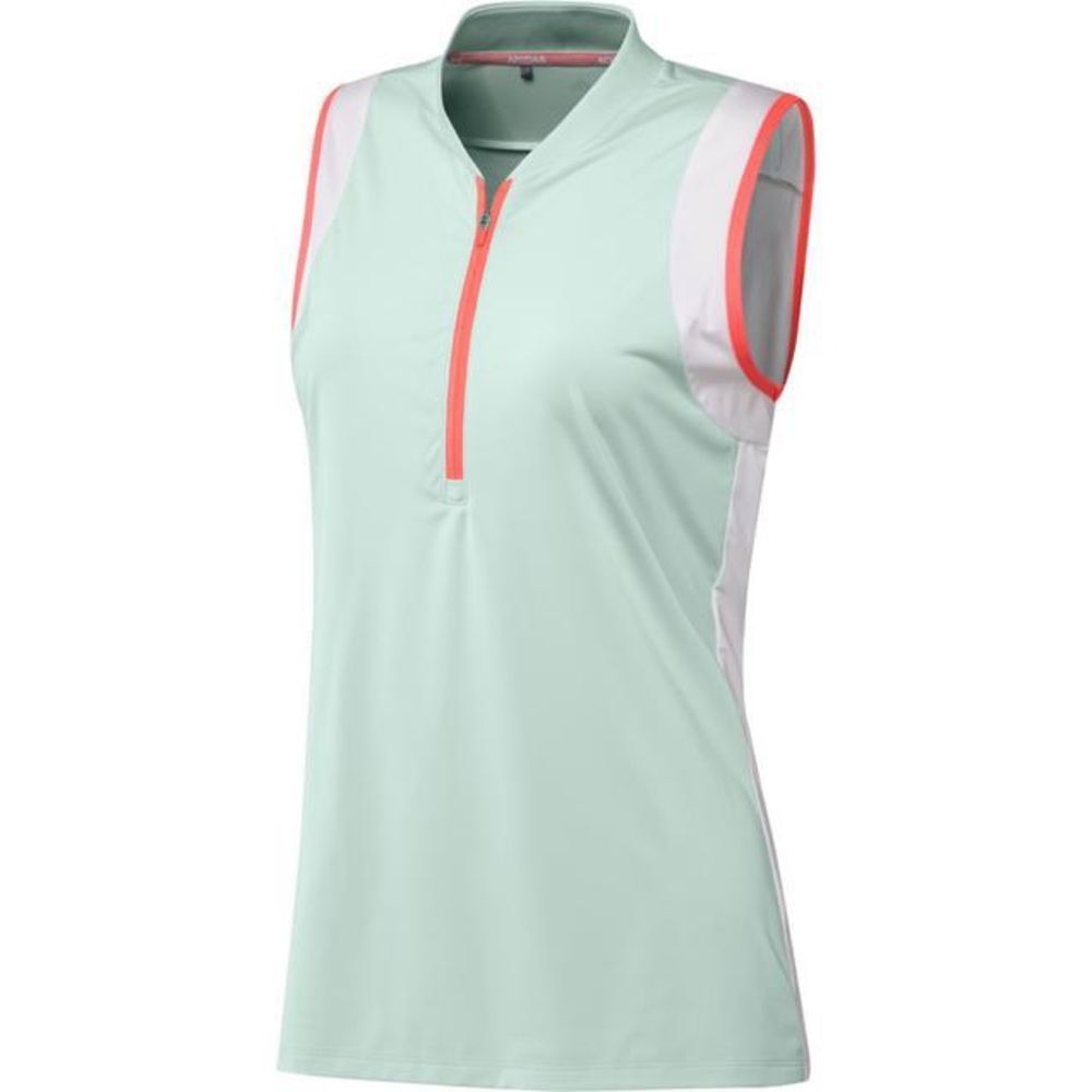 Adidas Women's Colorblock Sleeveless Quarter Zip Athletic Sporty Polo Golf Top M